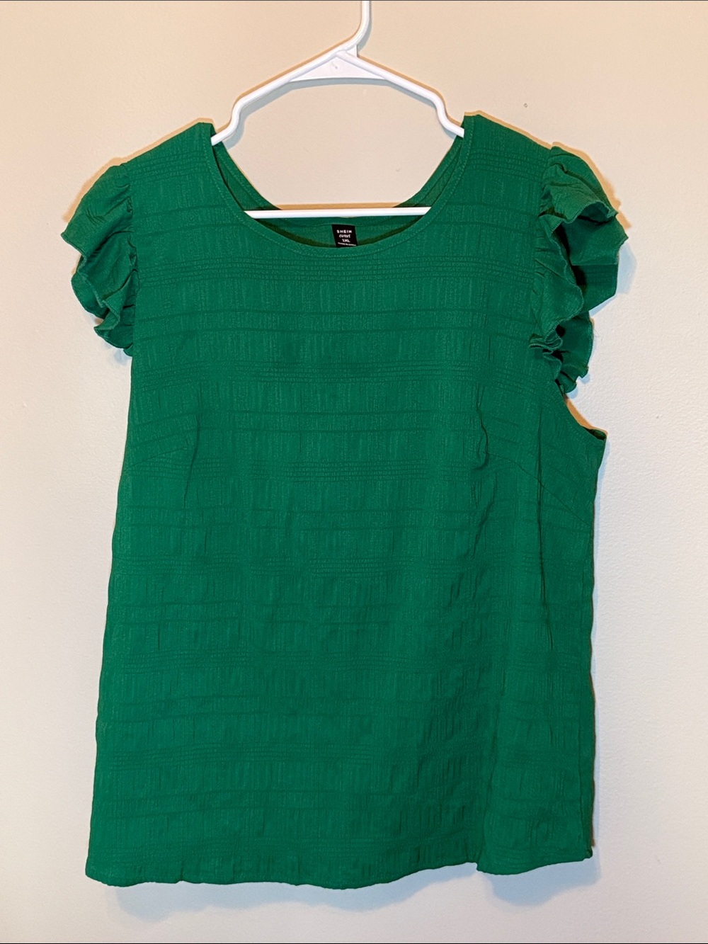SHEIN Emerald Textured Round Neck Top